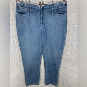 Madewell The Mom Jean Medium Wash Blue Distressed Waist 100% Cotton Size 35